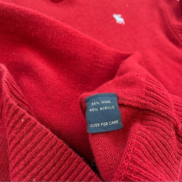 Abercrombie & Fitch Men's Red V-neck Wool Blend Pullover Sweater Size XL - Picture 4 of 4